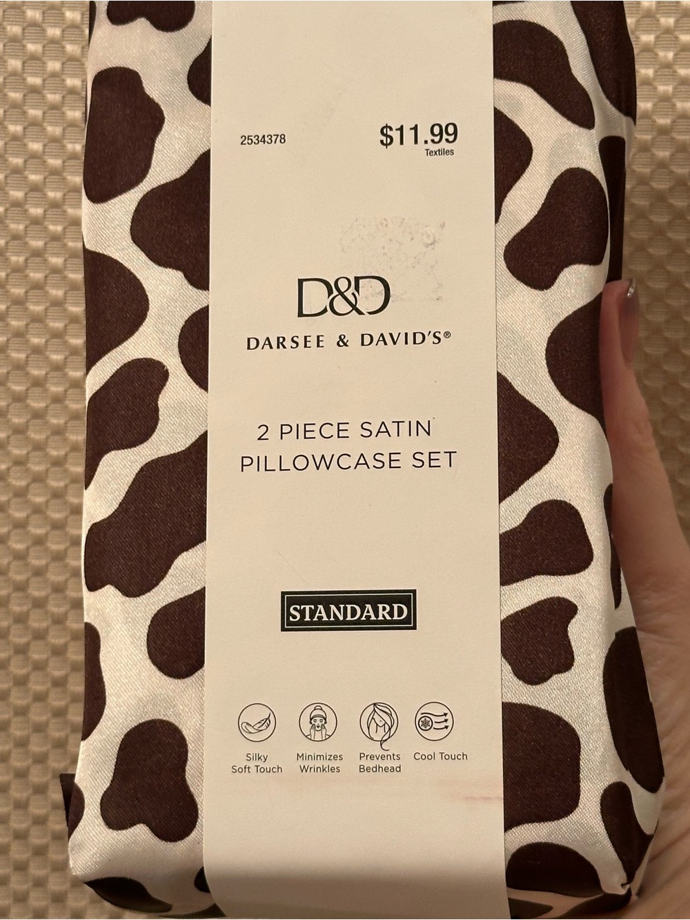 Brown and Cream Satin 2-Piece Pillowcase Set